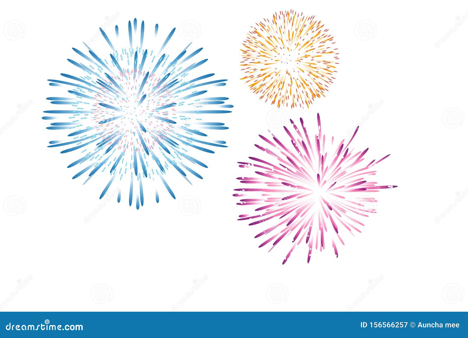 Fireworks Display Celebration on White Background. Illustration Design  Stock Image - Image of event, abstract: 156566257