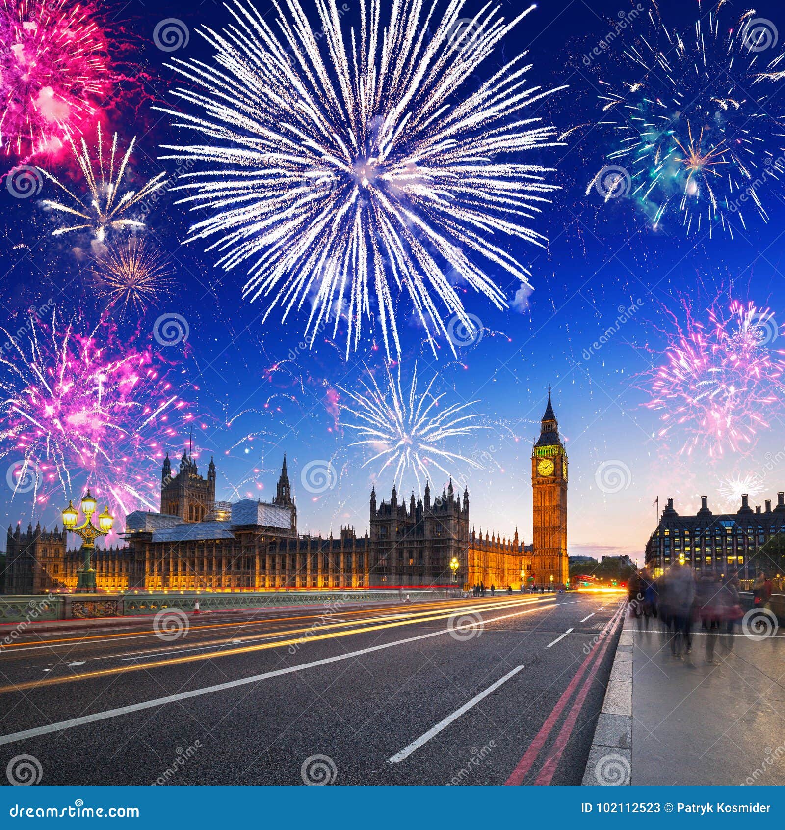 Fireworks Display Over the Big Ben, London Editorial Stock Photo