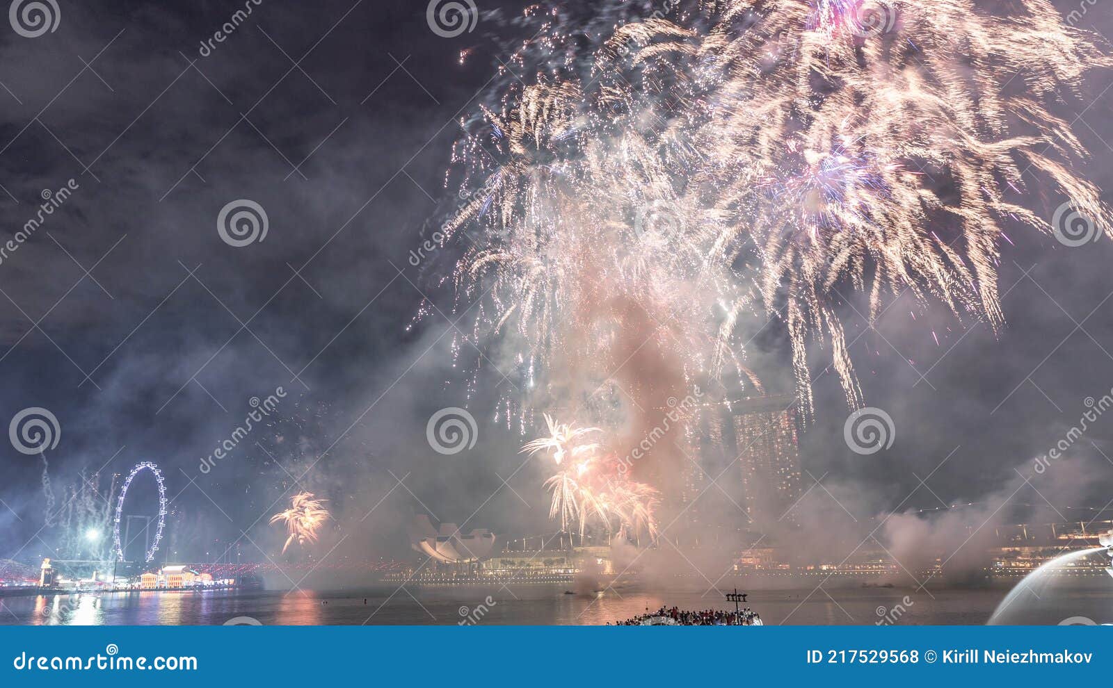 fireworks display over the marina bay waterfront in celebration of the lunar new year timelapse