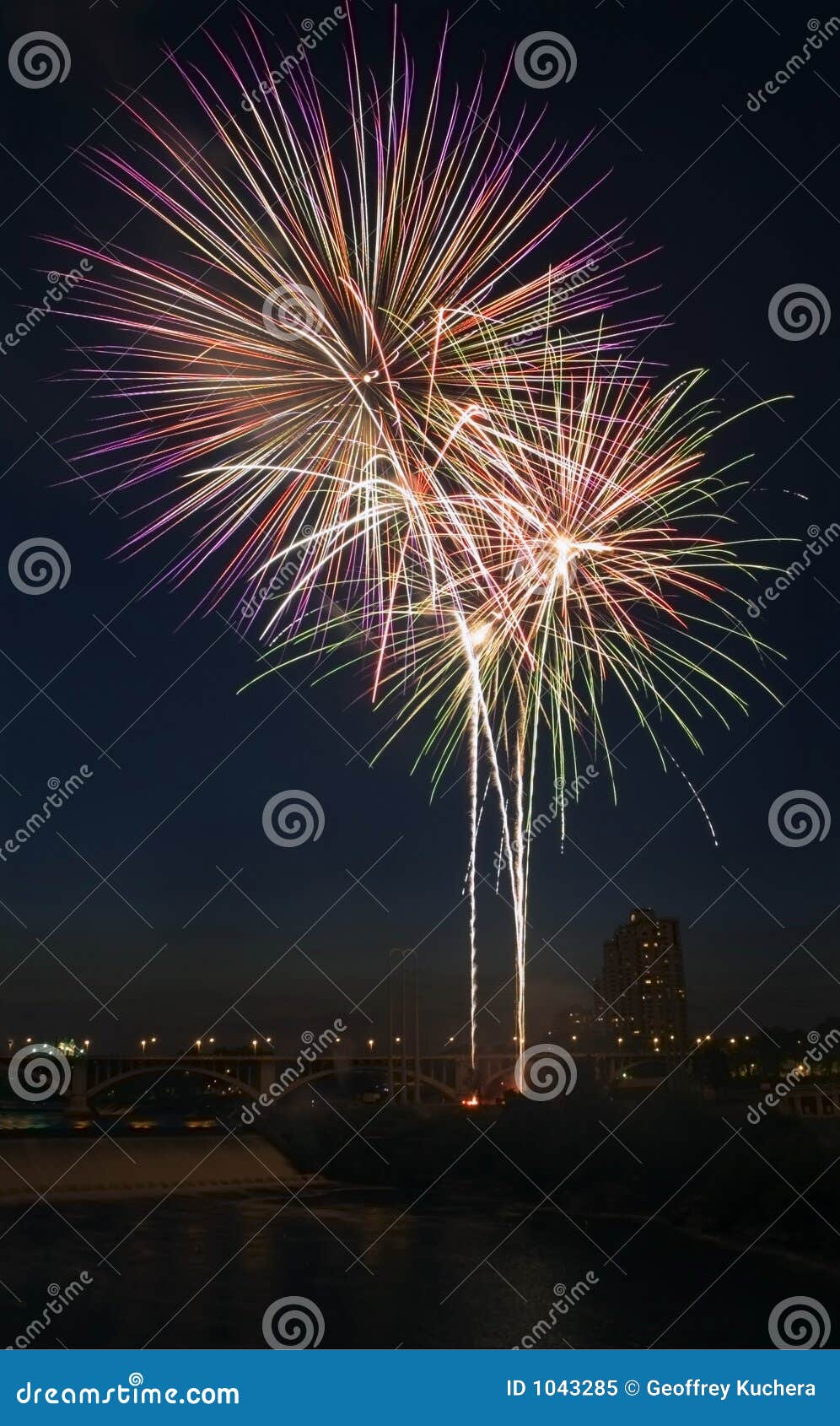 Fireworks Explode Over Minneapolis, MN Stock Image Image of