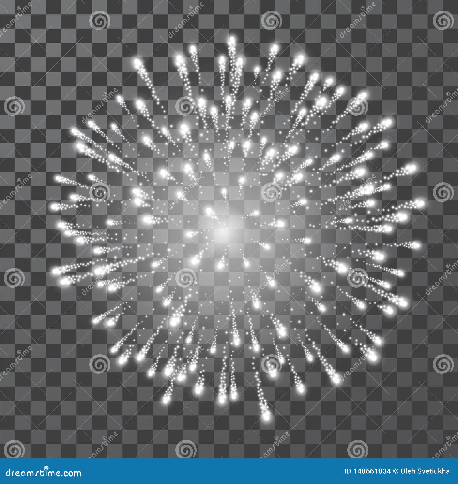 fireworks. festival white firework.  llustration on transparent background