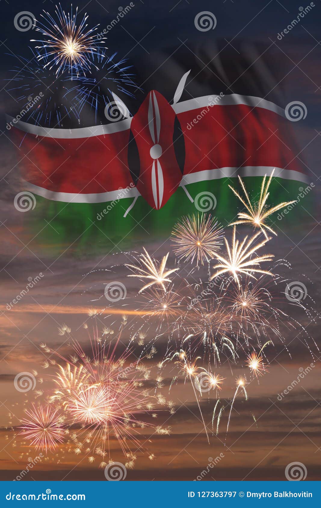 Fireworks And Flag Of Kenya Stock Image Image Of Majestic Europe