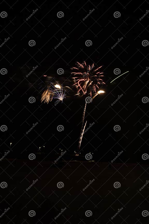 Fireworks Kick Off Newport Beach Boat Parade Celebration Stock Photo