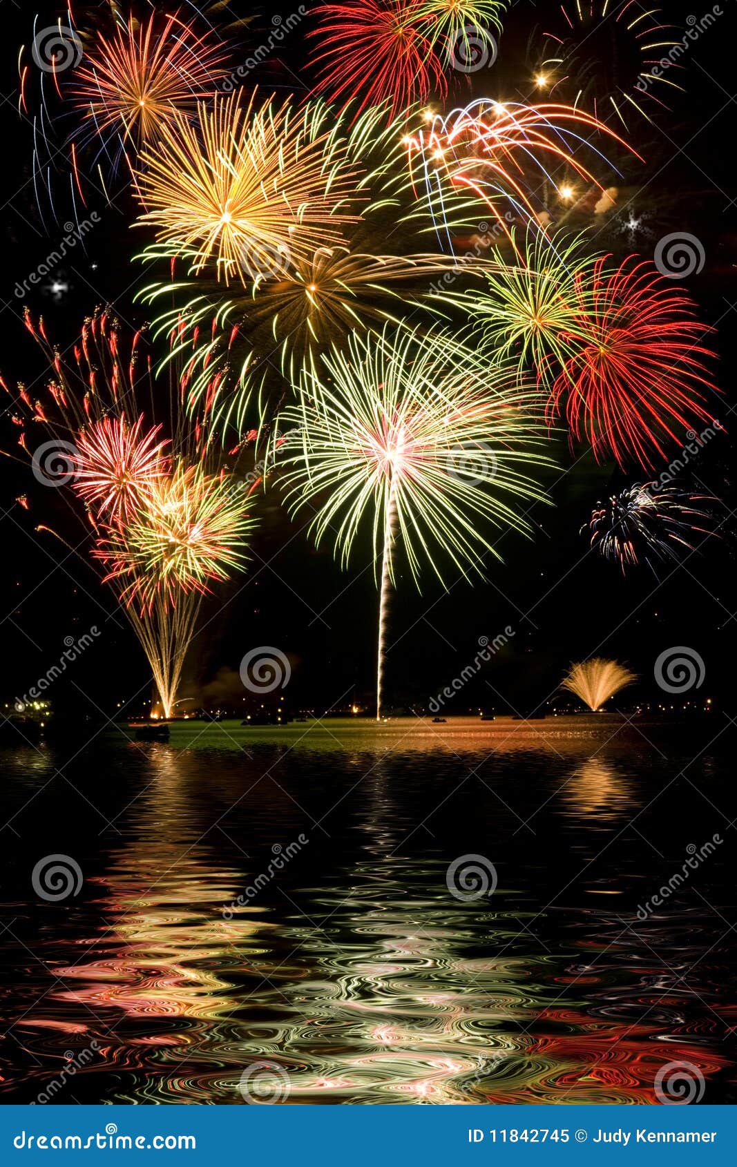 Fireworks with Lake Reflections Stock Image Image of firework