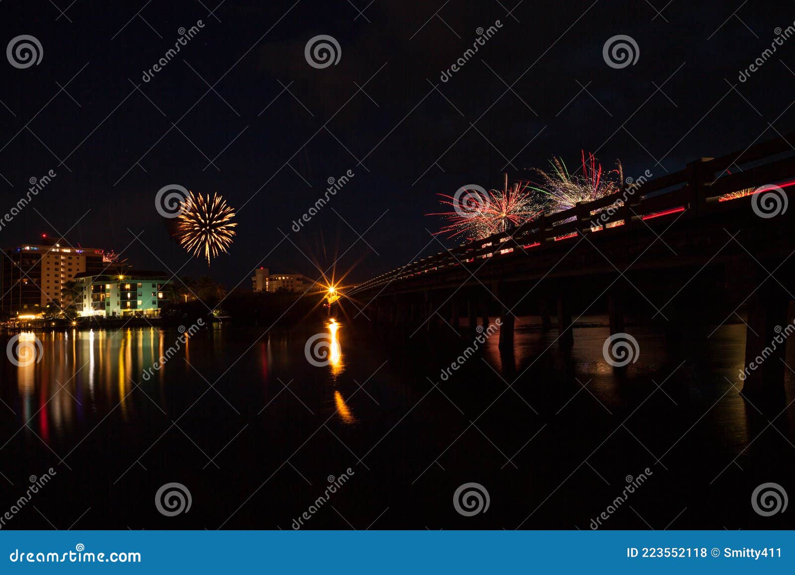 Fireworks Over Skyline Over Hickory Pass Leading To the Ocean in Bonita