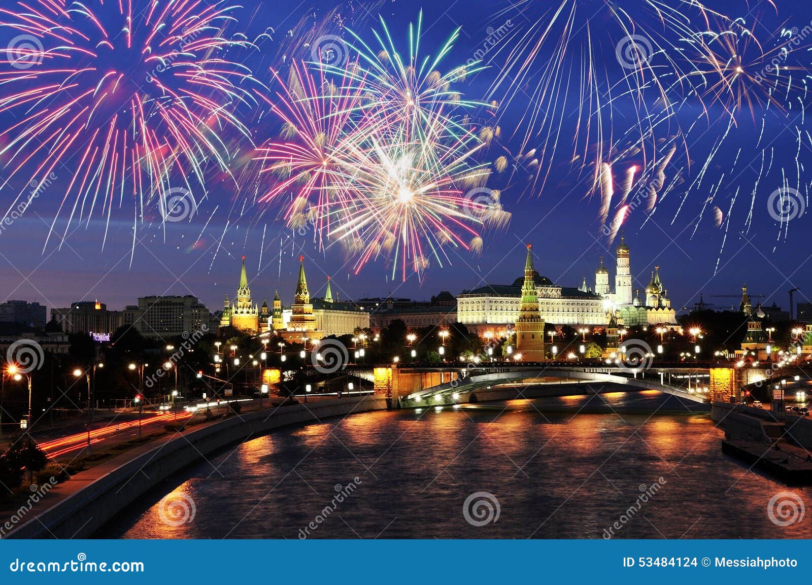 Fireworks Over Moscow Kremlin Stock Photo Image of firework, downtown