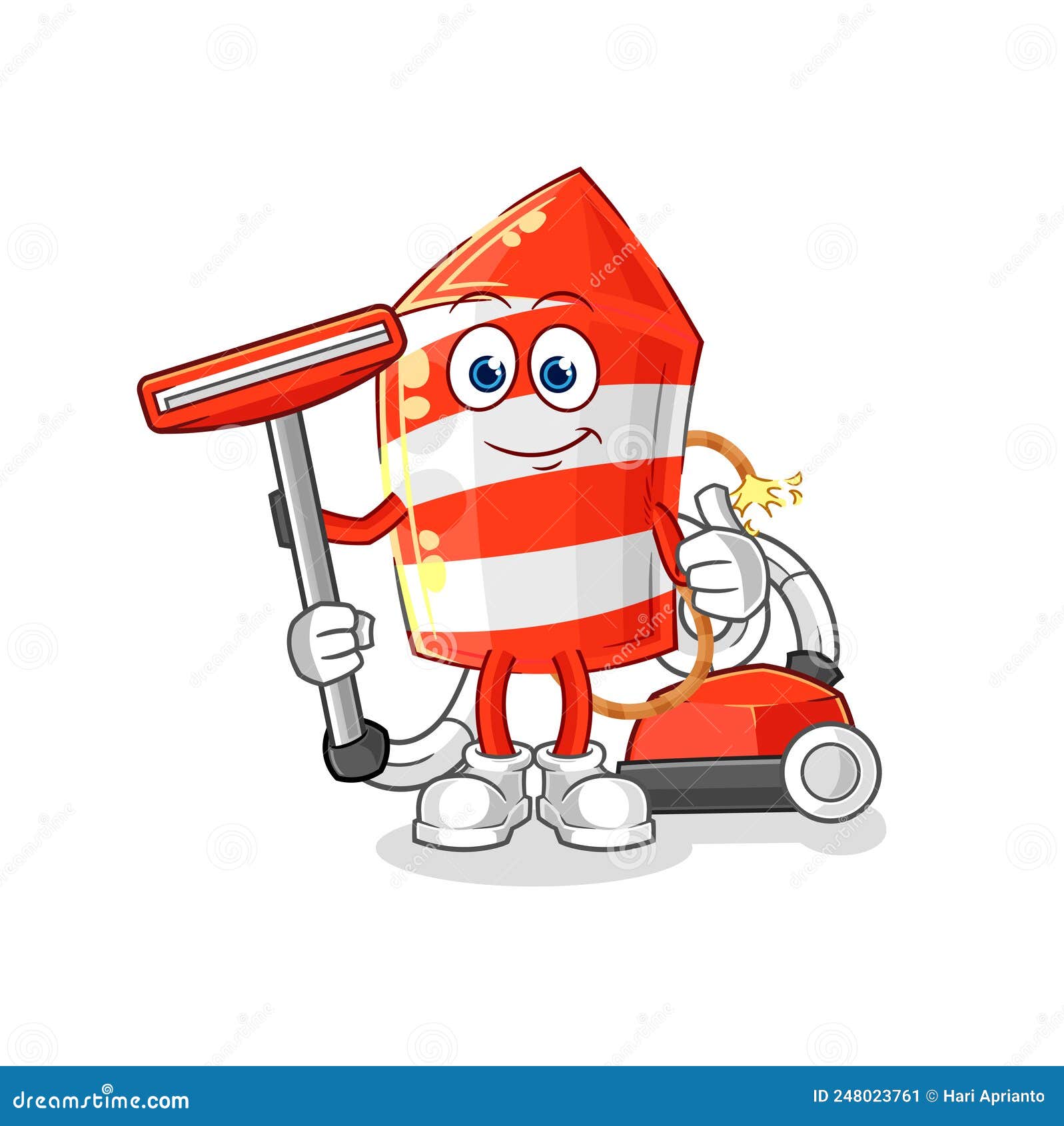 Fireworks Rocket Clean with a Vacuum . Character Vector Stock Vector