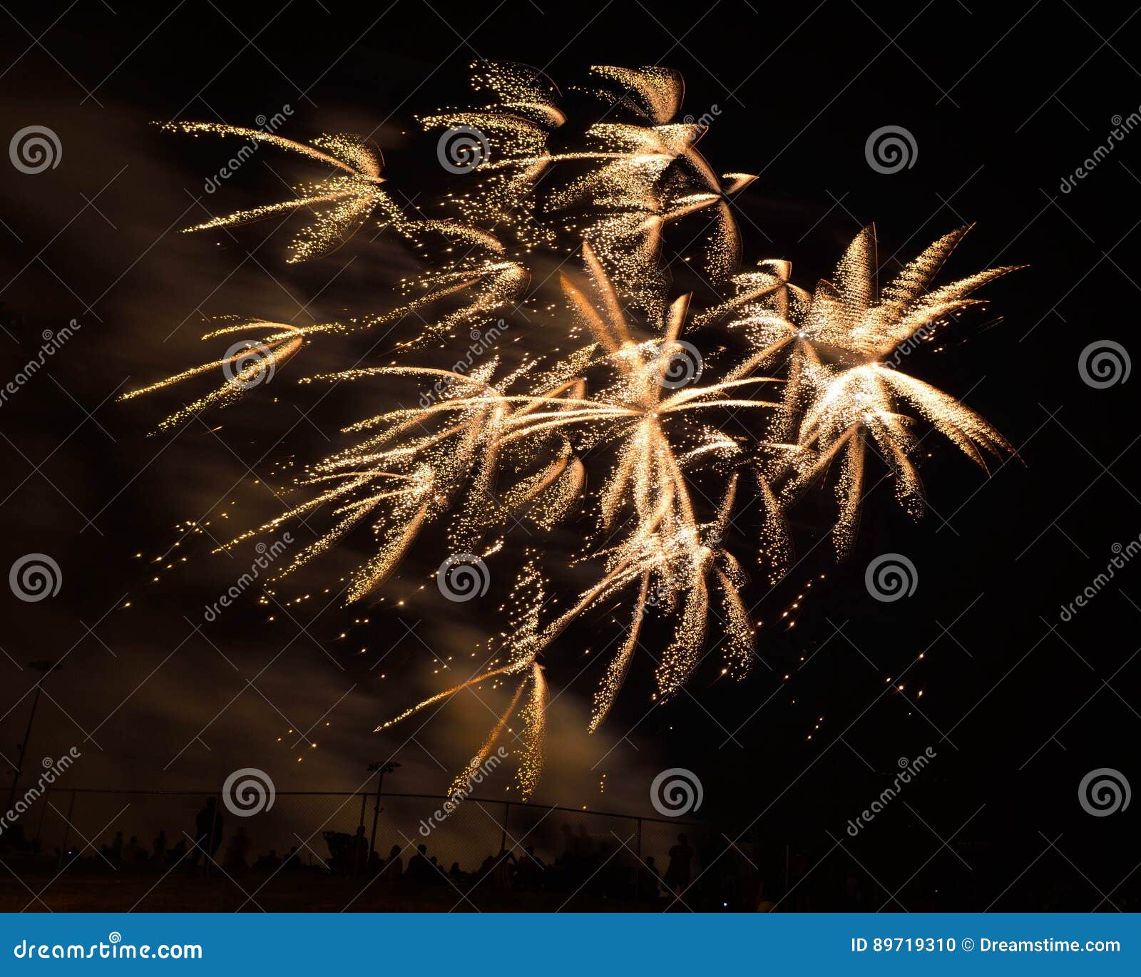 Fireworks Show Over a Crowd in Moore, OK Stock Photo Image of