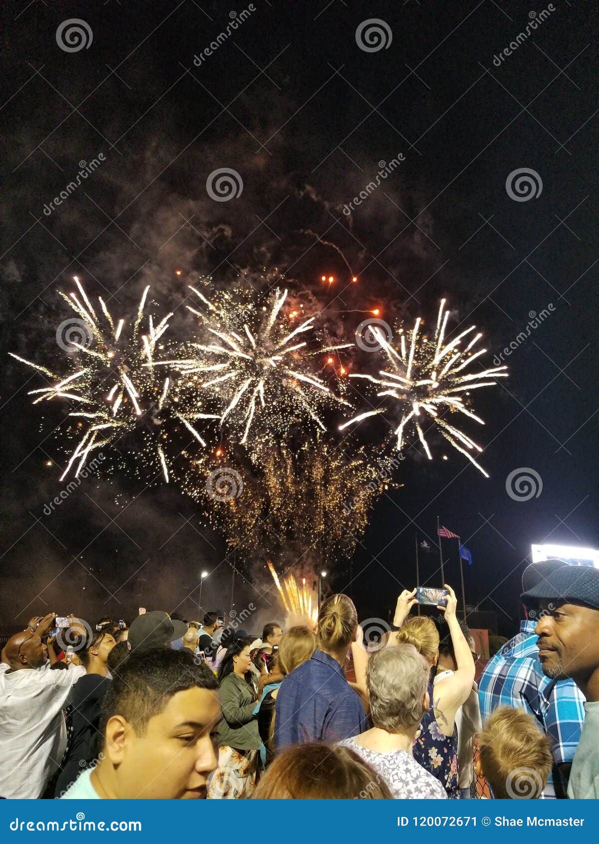 Fireworks Above a Crowd editorial photo. Image of fireworks 120072671