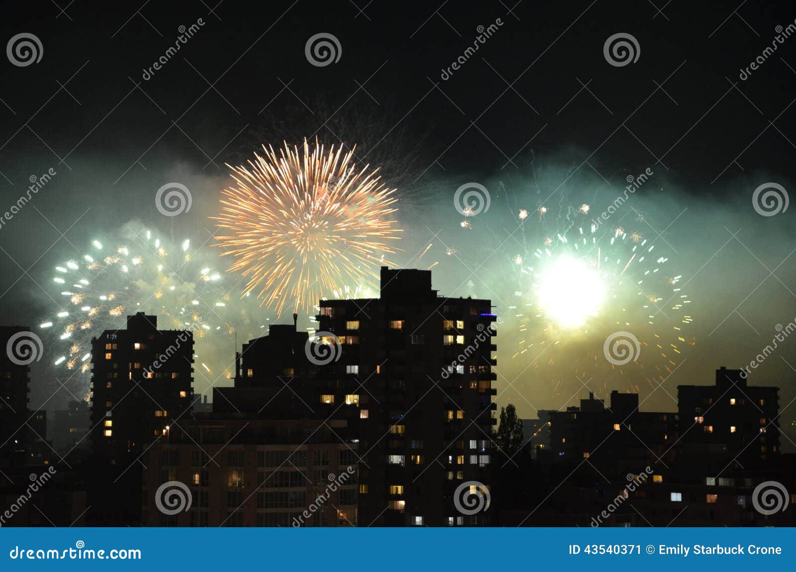 Fireworks Celebration in Vancouver Stock Image Image of firework, north 43540371