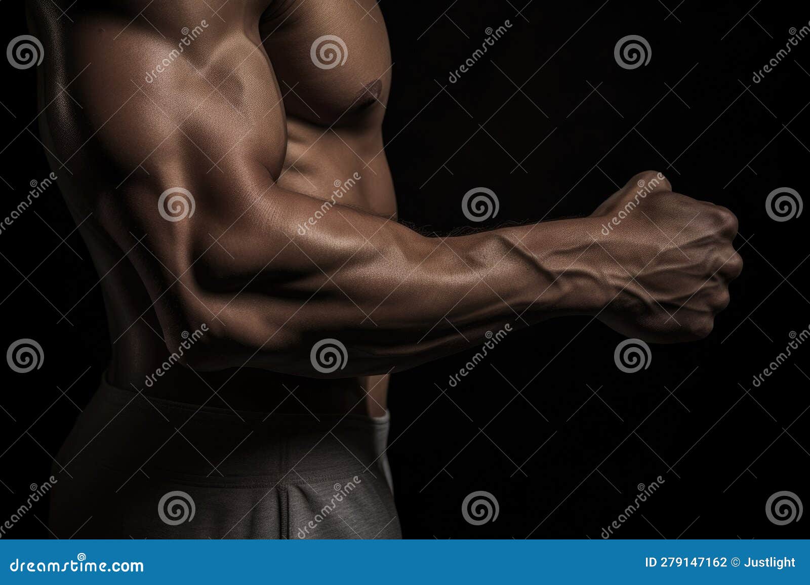 Firm and Defined Biceps a Testimony To Passion and Resolve. Stock