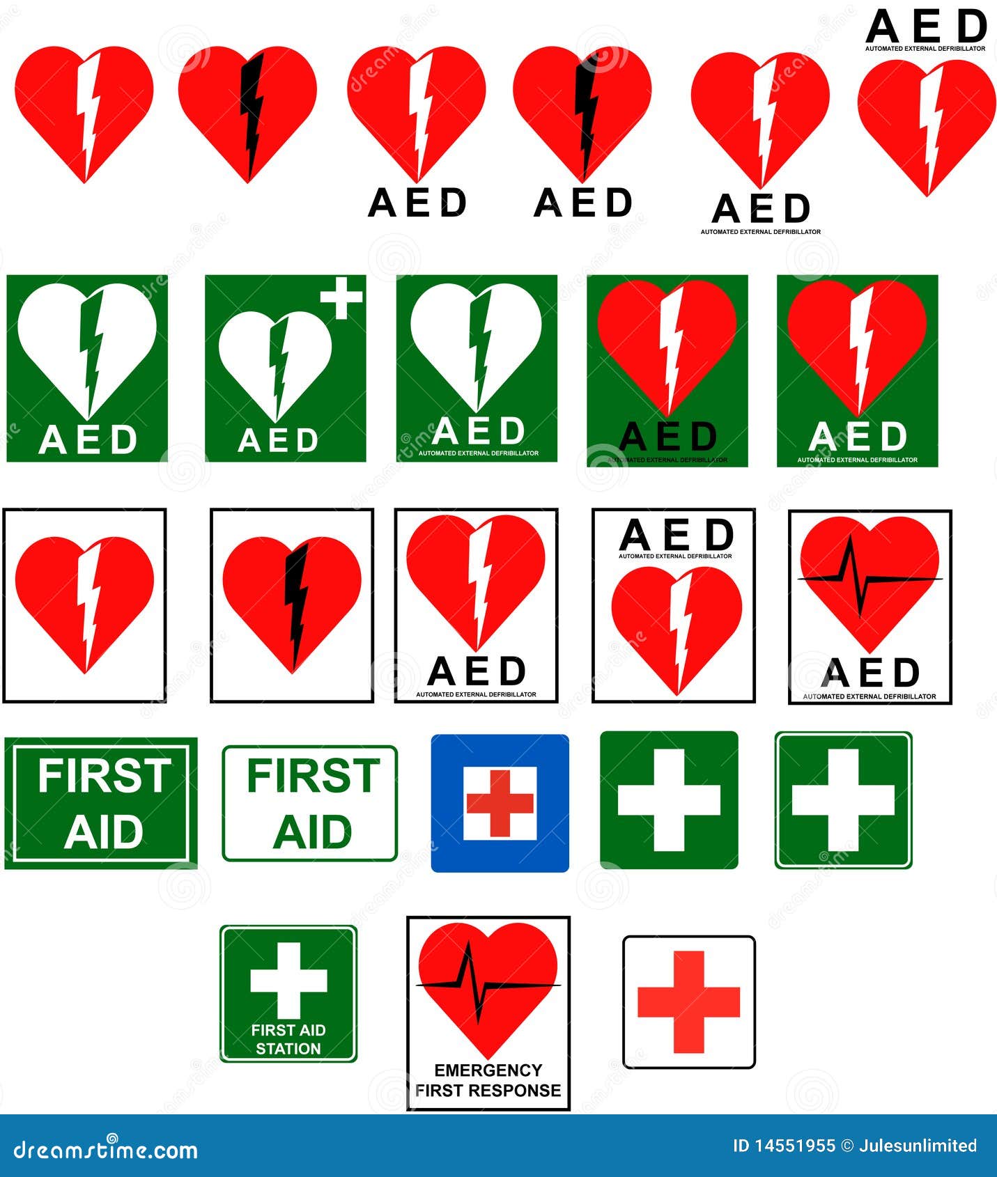 first aid - aed signs