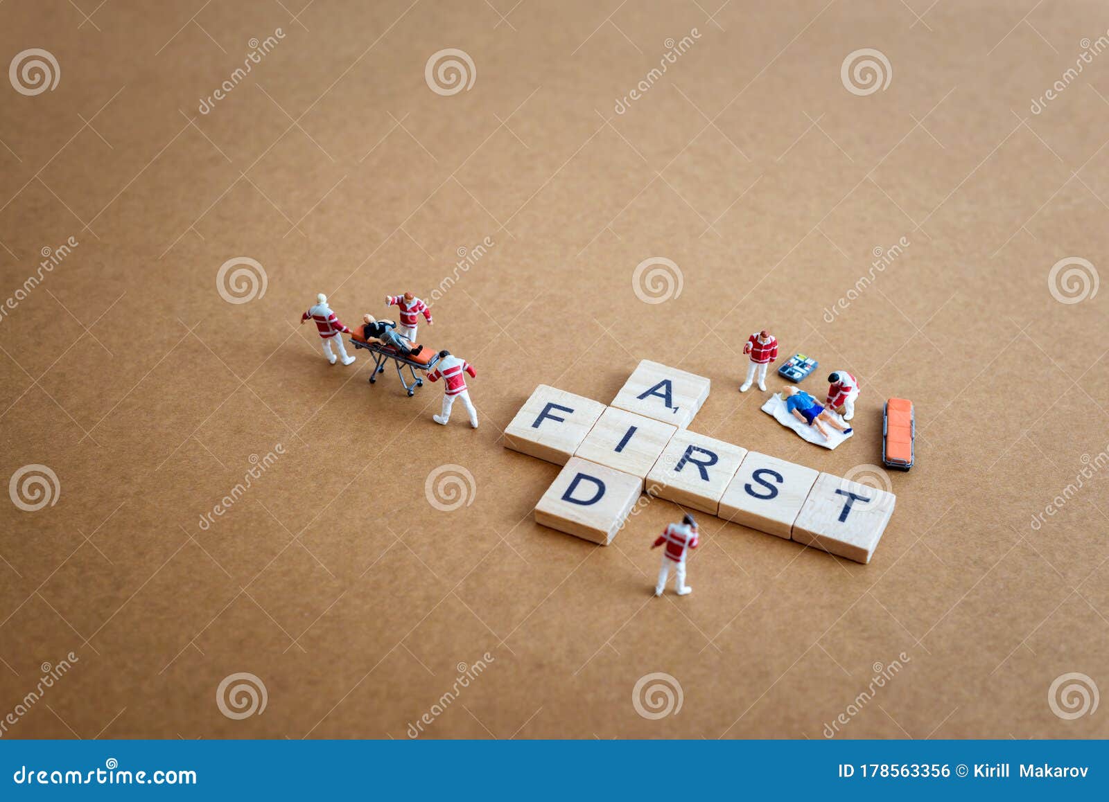 First Aid Crossword. First Aid after Accident Concept Stock Photo