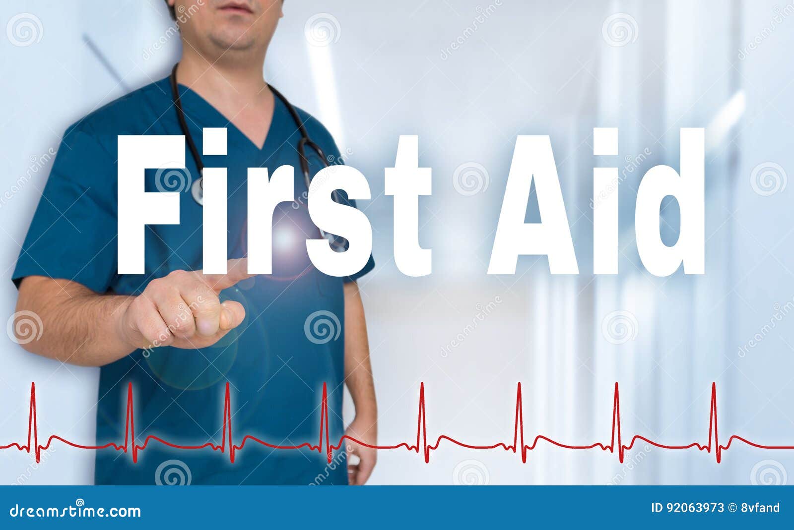 First Aid Doctor Shows on Viewer with Heart Rate Concept Stock Image Image of finger