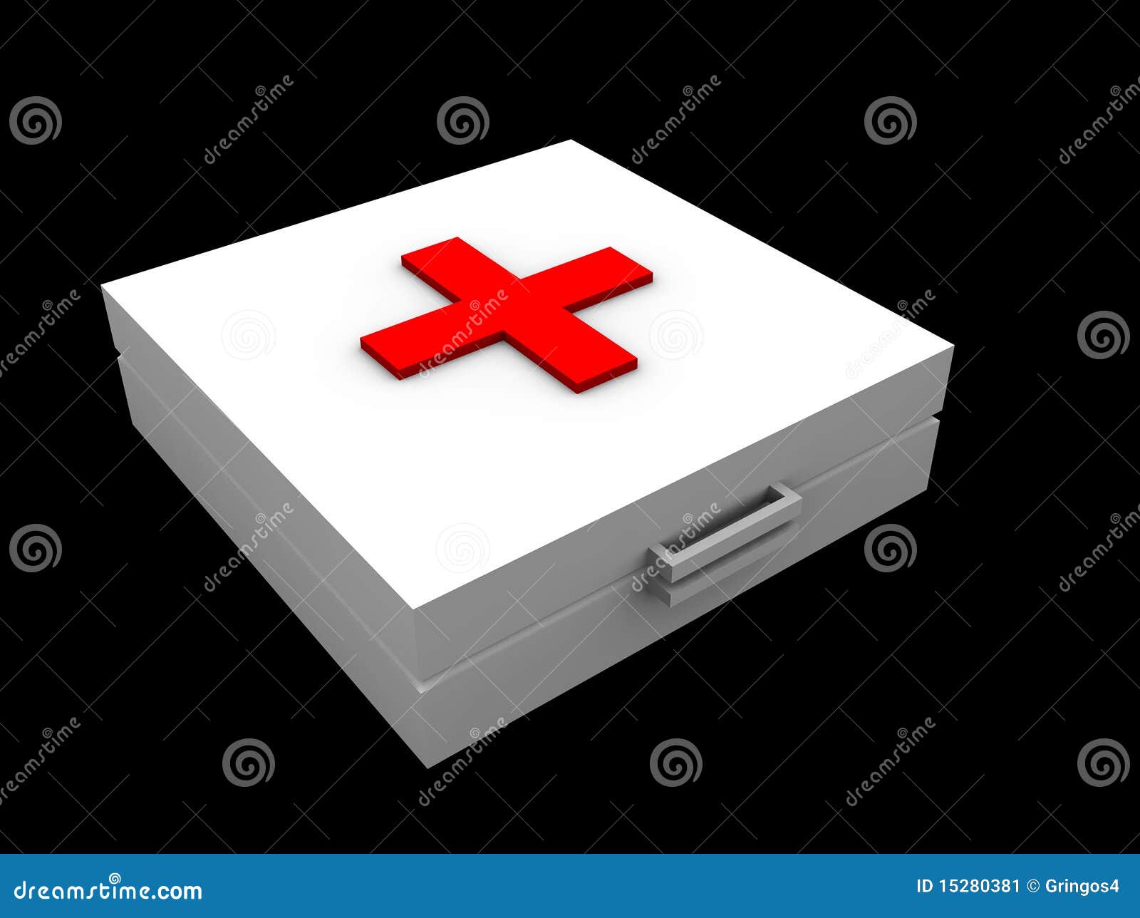 First Aid Kit on a Black Background Stock Illustration Illustration