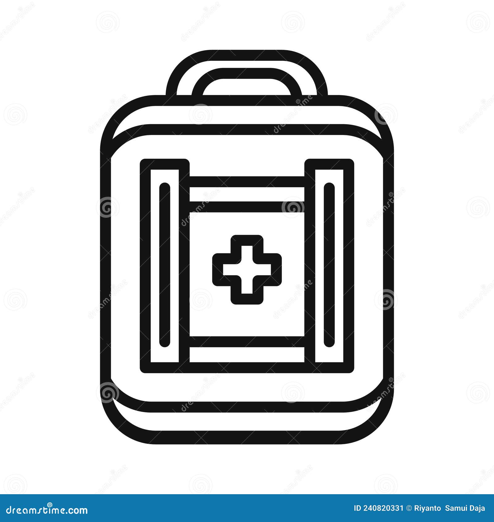 First Aid Kit Black and White Icon Illustration Stock Vector