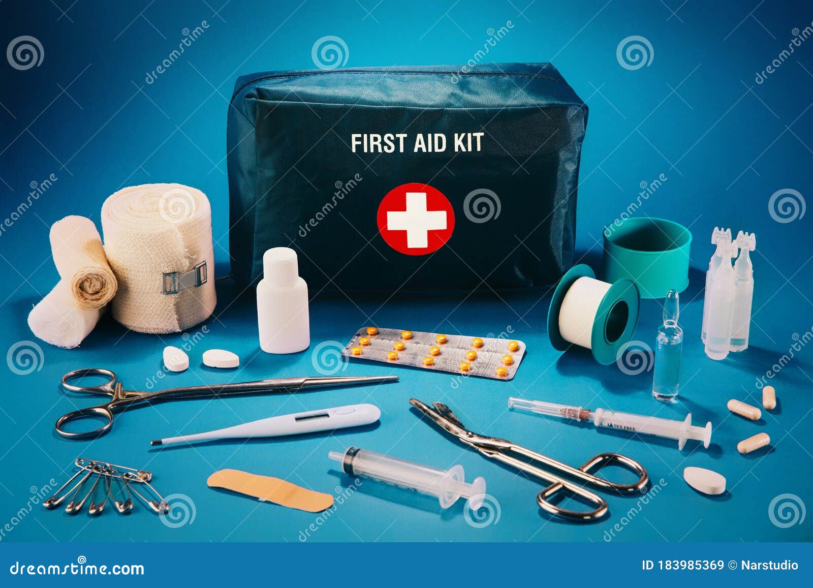 first aid kit content.