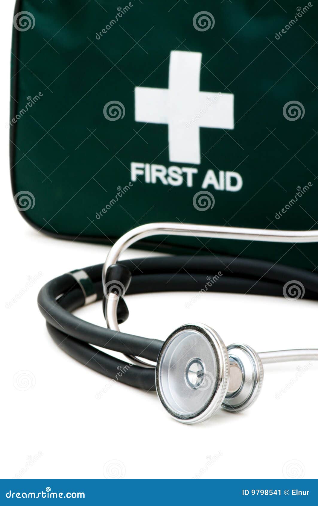First Aid Kit and Stethoscope Stock Image Image of isolated