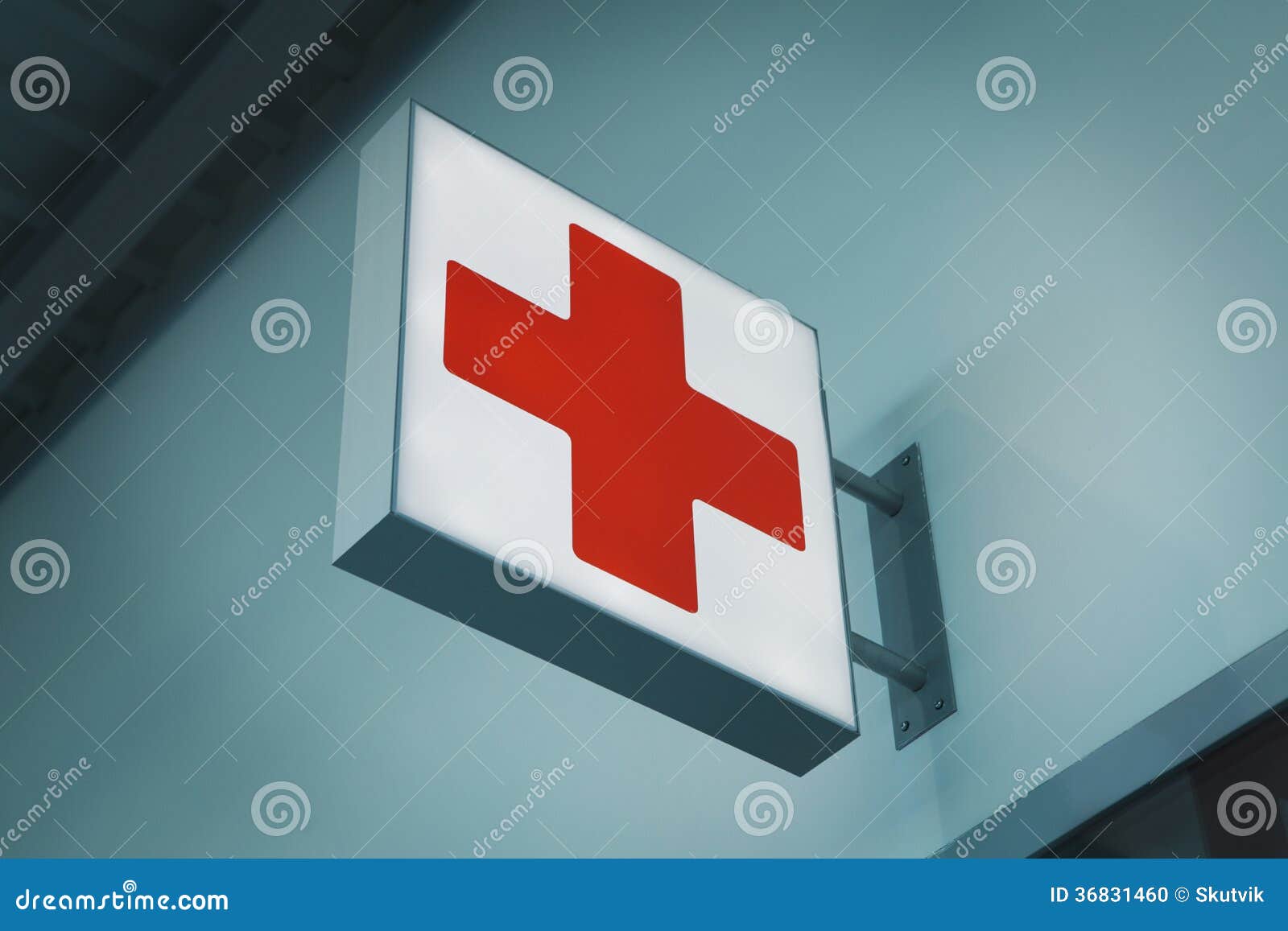 First aid red cross sign editorial image. Image of blue 36831460