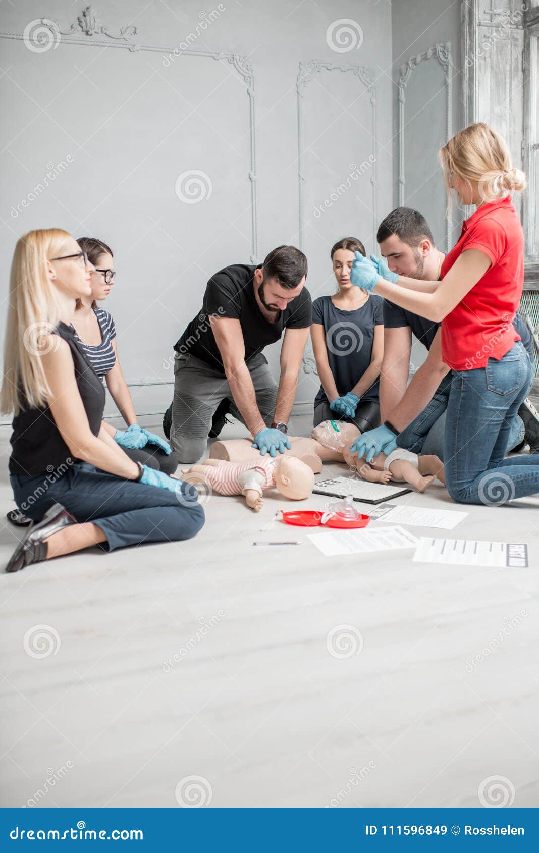 First aid training stock image. Image of group, practice 111596849