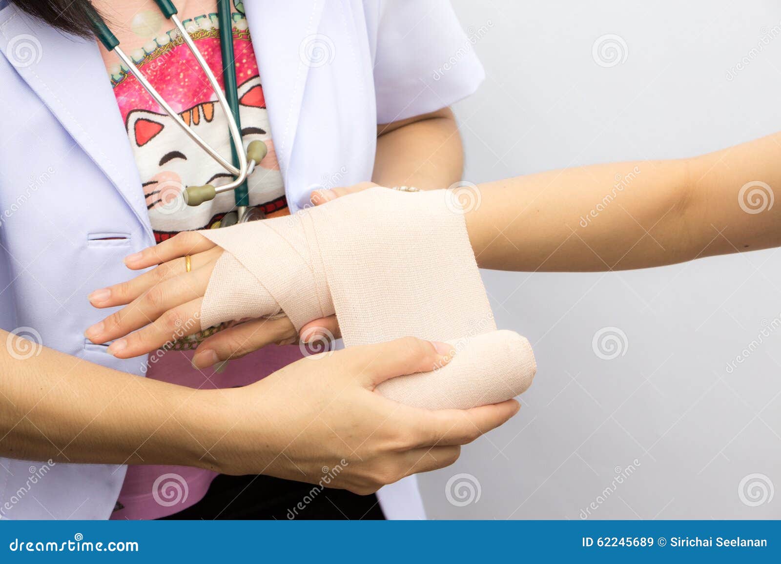 First Aid and Treatment in Wrist Injuries and Disorders Stock Image