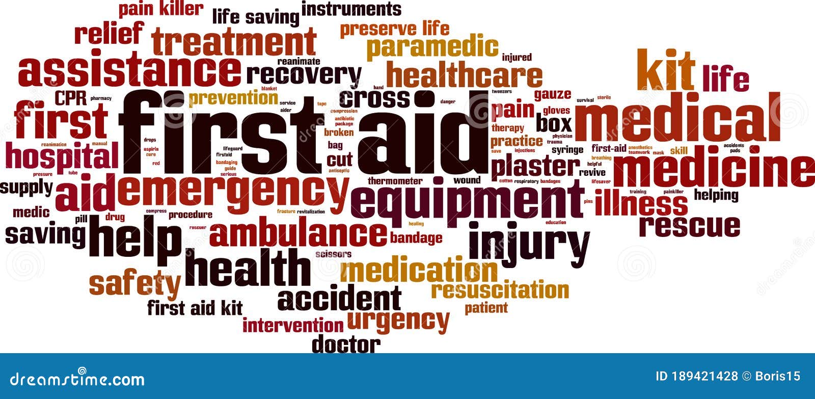 First aid word cloud stock vector. Illustration of relief 189421428