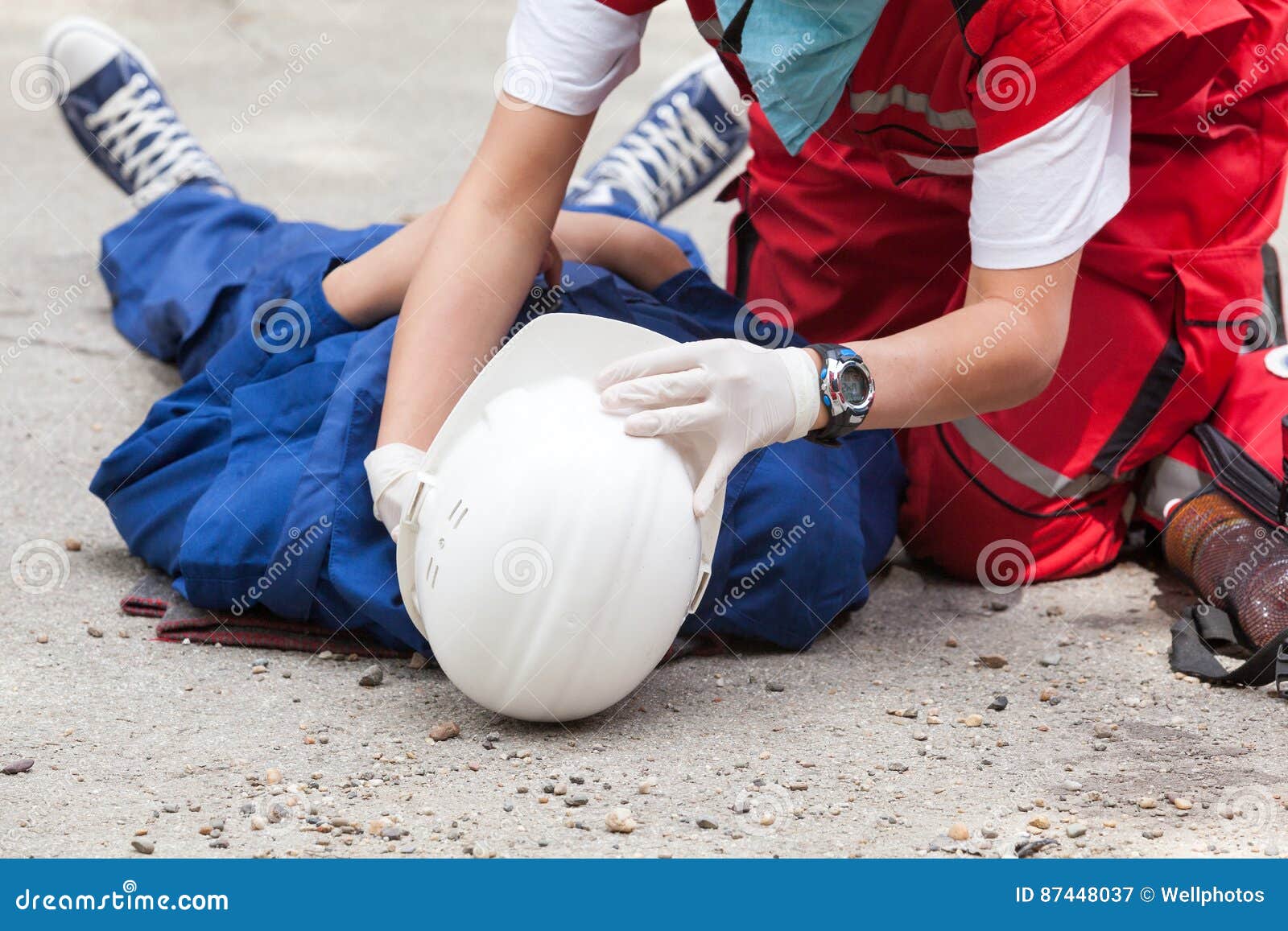 First Aid after Work Accident Editorial Photography Image of