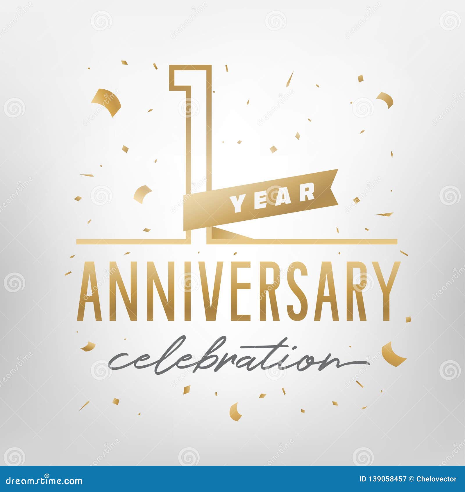 First Anniversary Celebration Golden Template. Vector Illustration Within Anniversary Certificate Template Free
