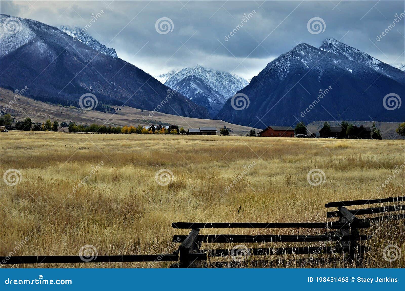first autumn snow fall on the mountain tops, paradise valley montana