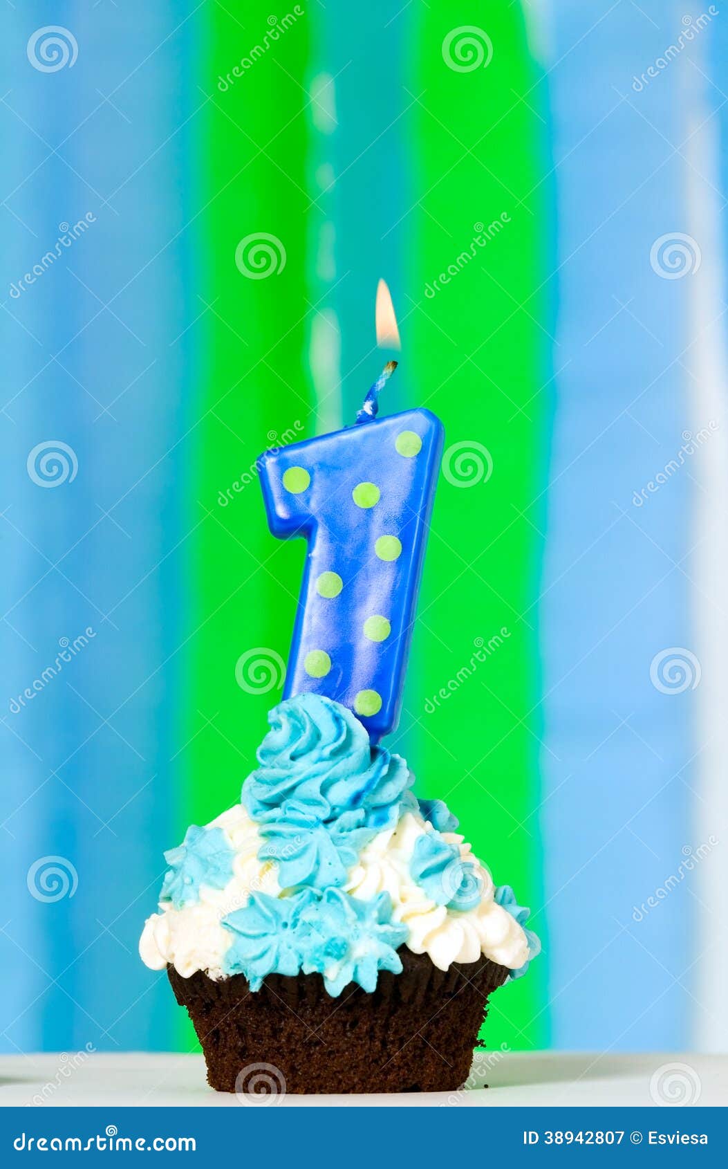 The First Birthday Cake with Candle Stock Image - Image of home, candy ...