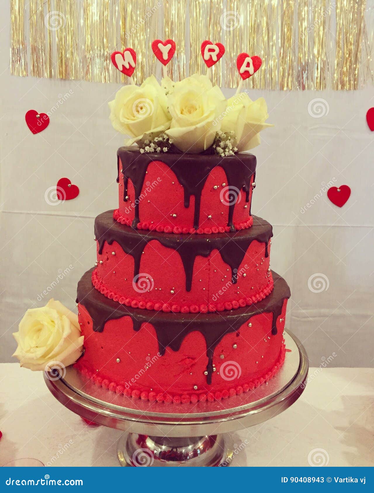 First Birthday Cake Myra Red Velvet Stock Image Image Of First
