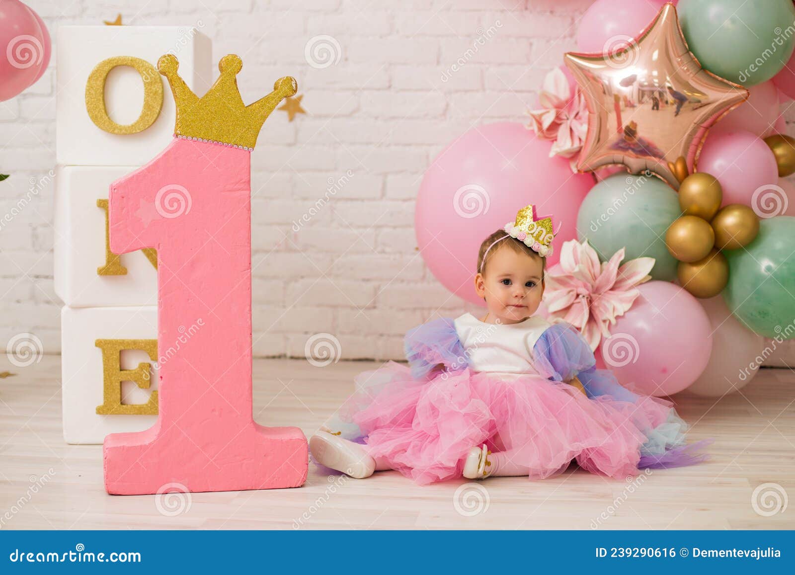 1st Birthday Girl Pink Stars Bouquet