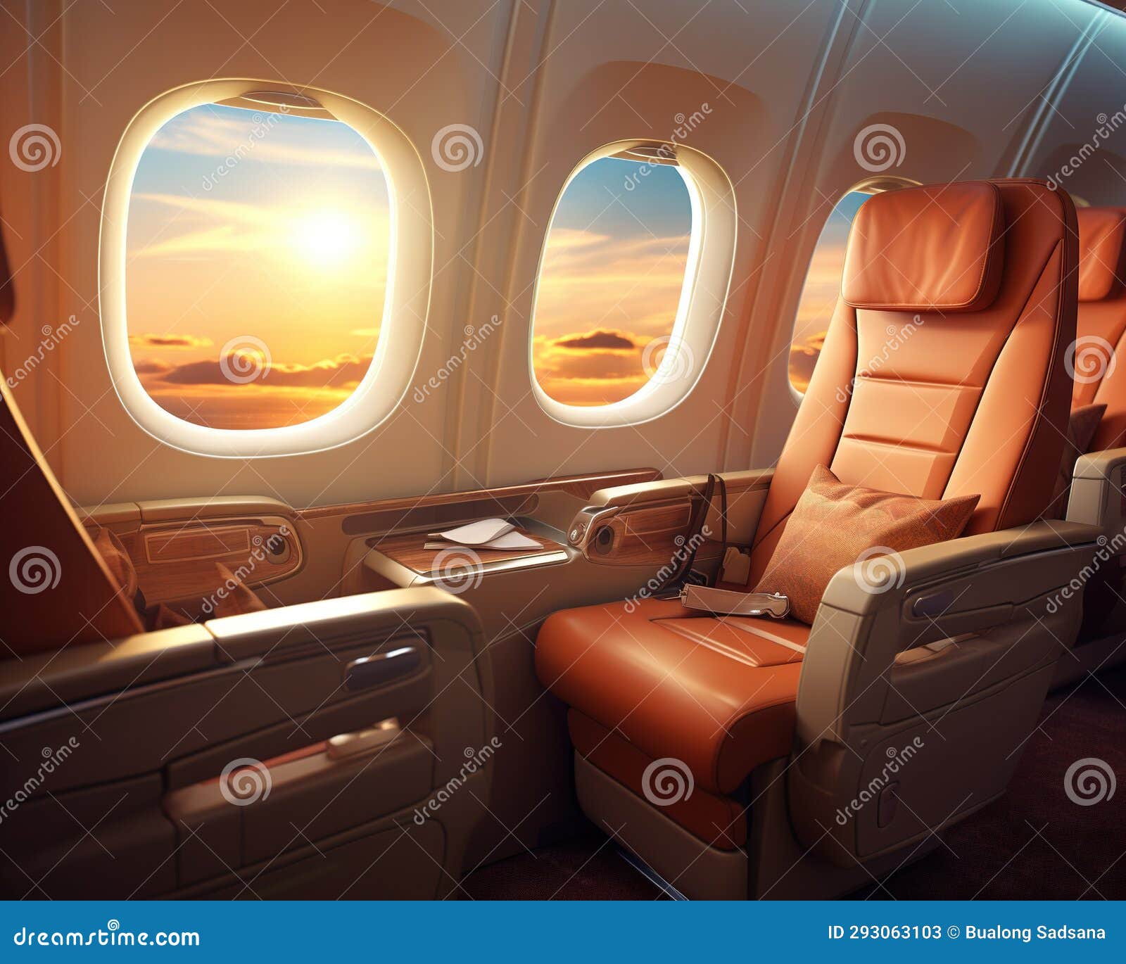 the first class cabin has a comfortable seat.