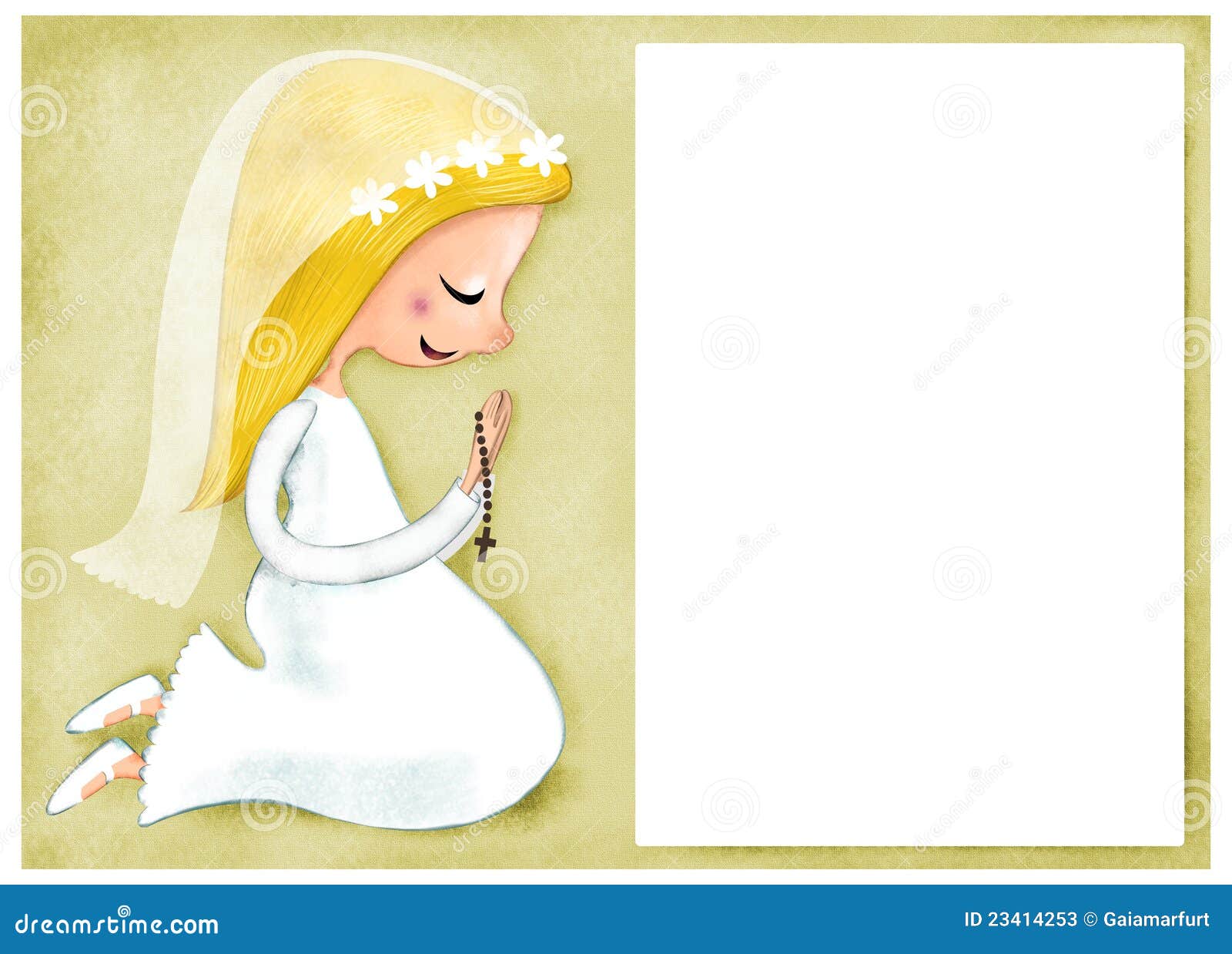 First Communion Invitation with Blond Girl Stock Illustration ...
