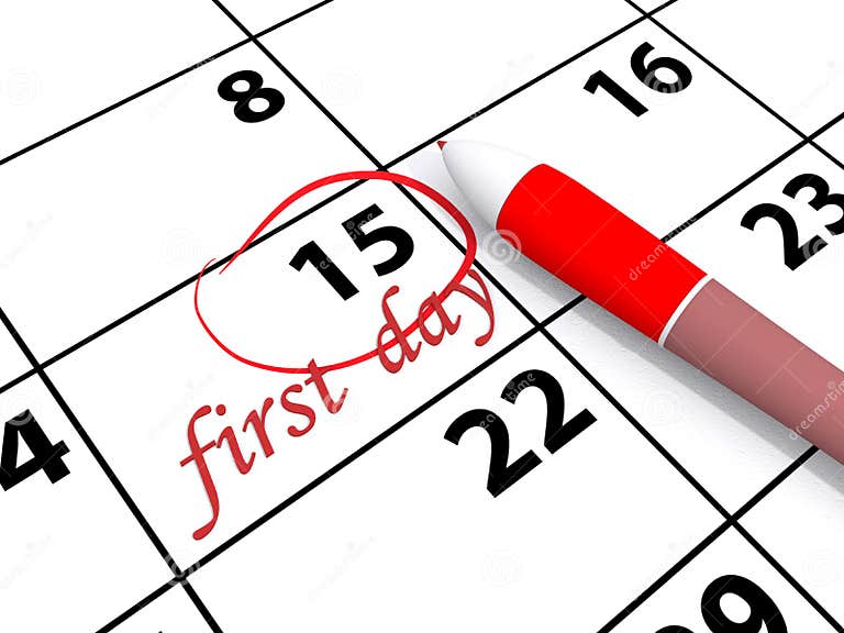 First day on calendar stock illustration. Illustration of decision