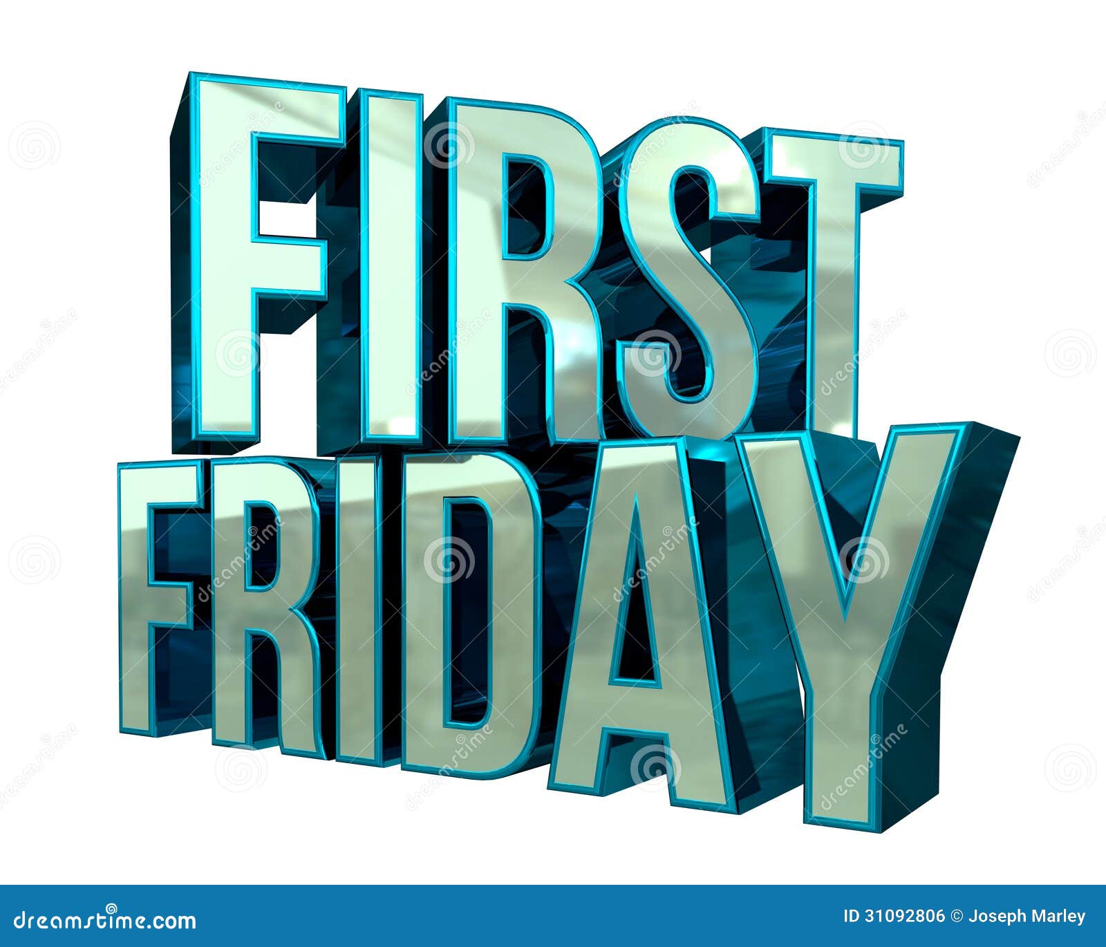 First Friday 3D Text stock illustration. Illustration of element 31092806