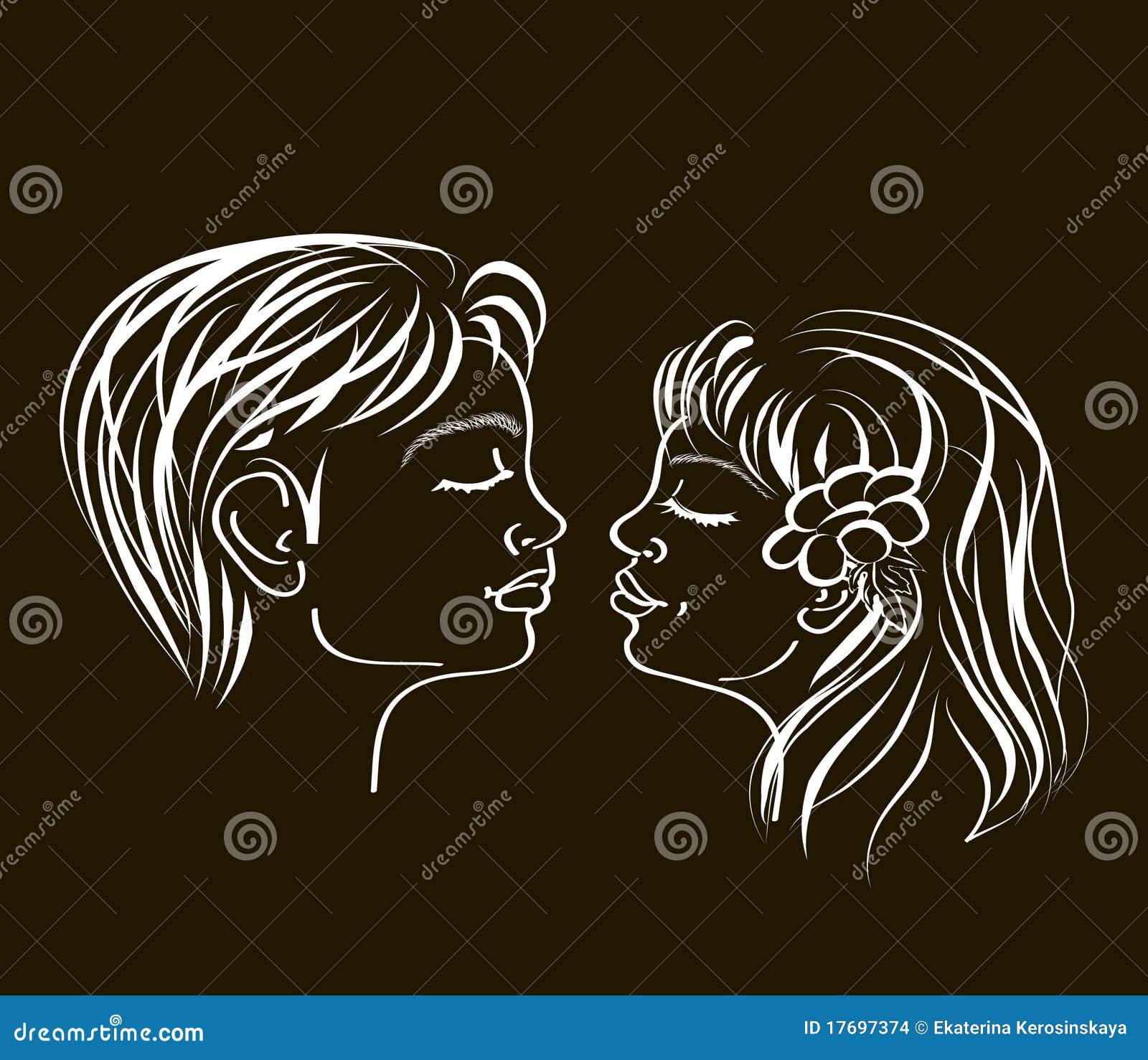 First Kiss.white Over Black Stock Vector Illustration of lifestyle