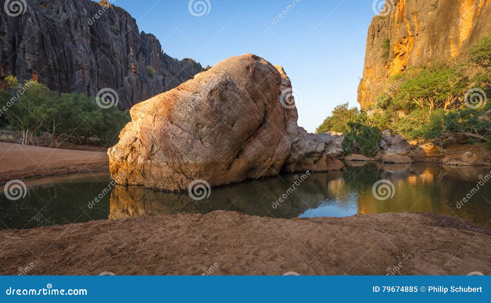 first light on limestone rock, windjana gorge in the kimberley