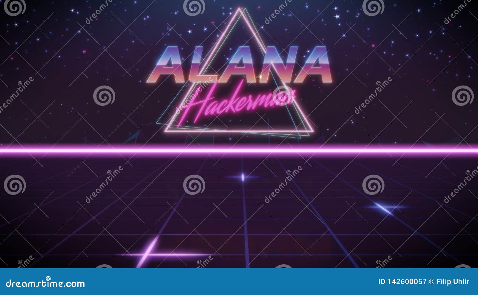 first name alana in synthwave style