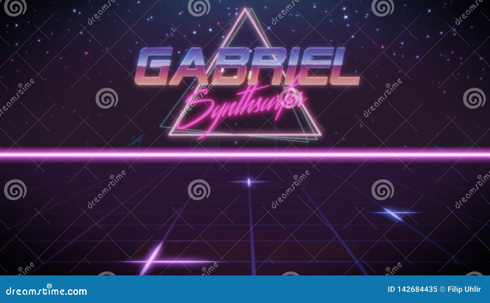 First Name Gabriel in Synthwave Style Stock Illustration - Illustration of  space, chrome: 142684435