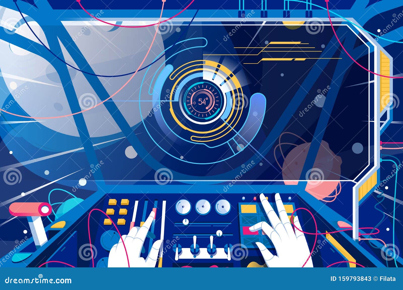 First Person Spaceman in Spaceship with Control Panel in Space. Stock  Illustration - Illustration of center, screen: 159793843