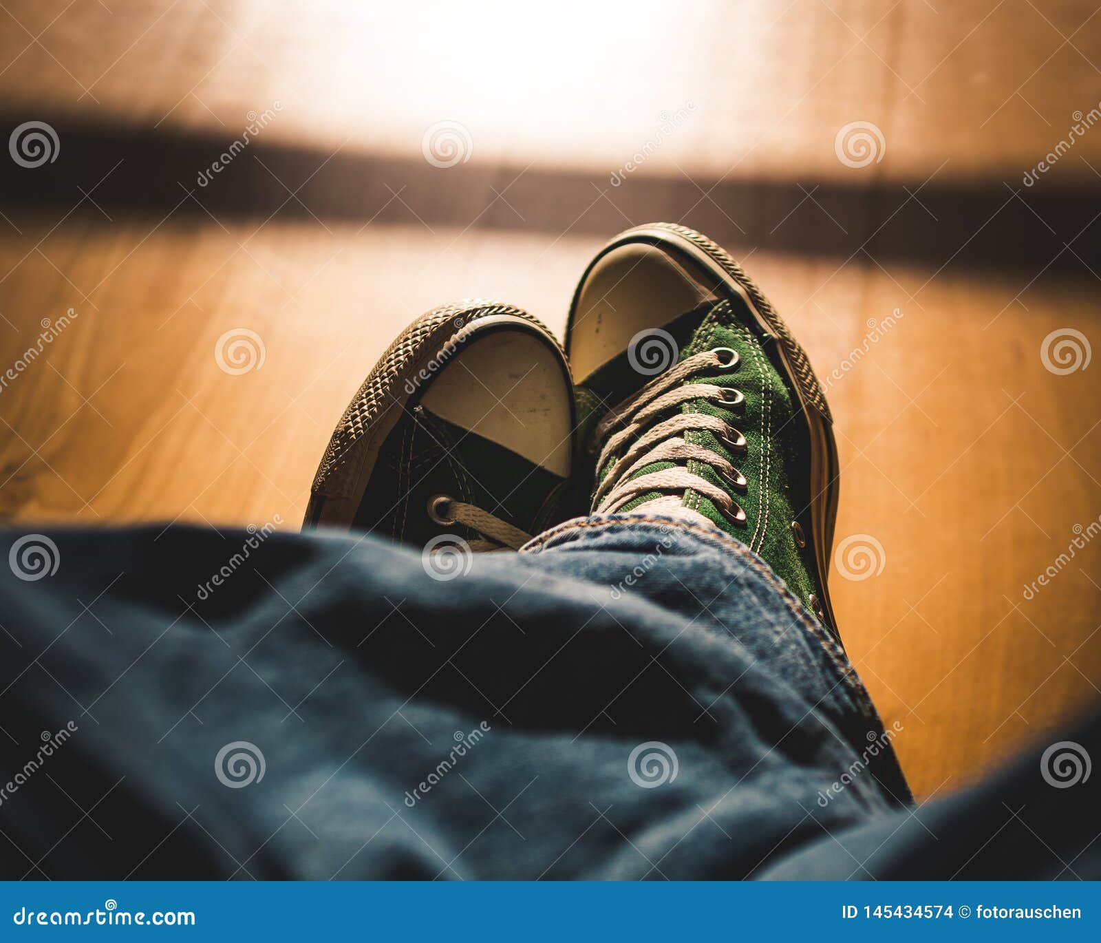 First-person View on Retro Sneakers - Legs Crossed Stock Photo - Image ...