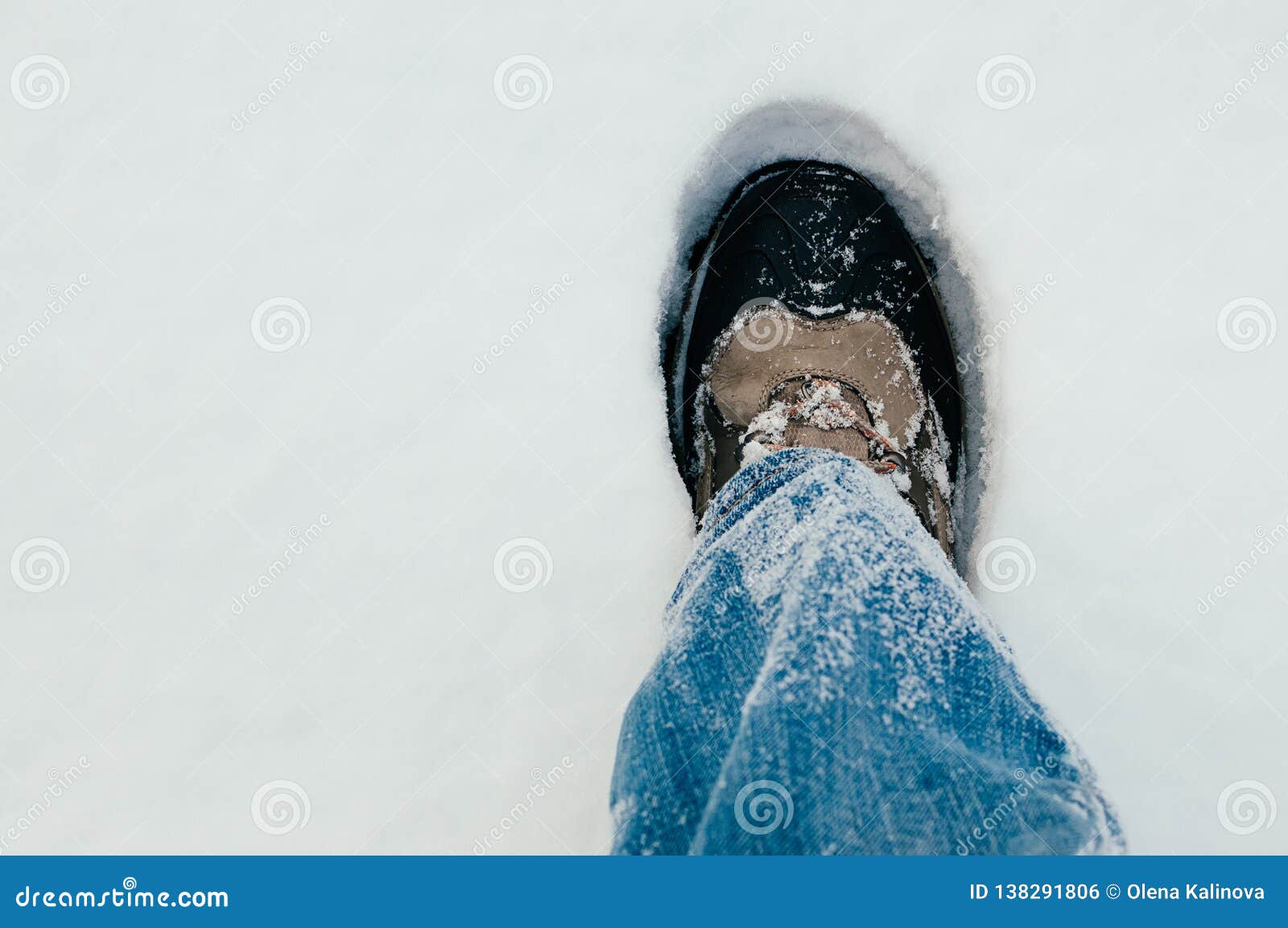 Hiking Travel in Winter on Feet Stock Photo - Image of health ...