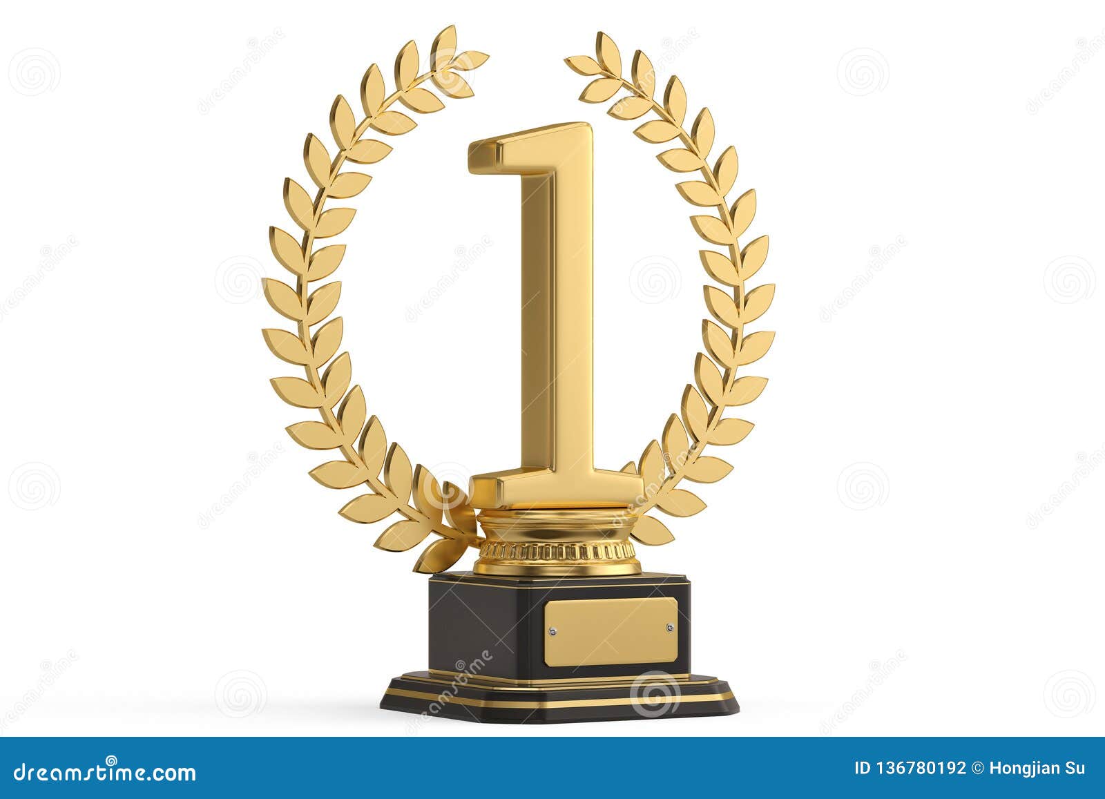 The First Place Trophy Isolated on White Background. 3D Illustration ...