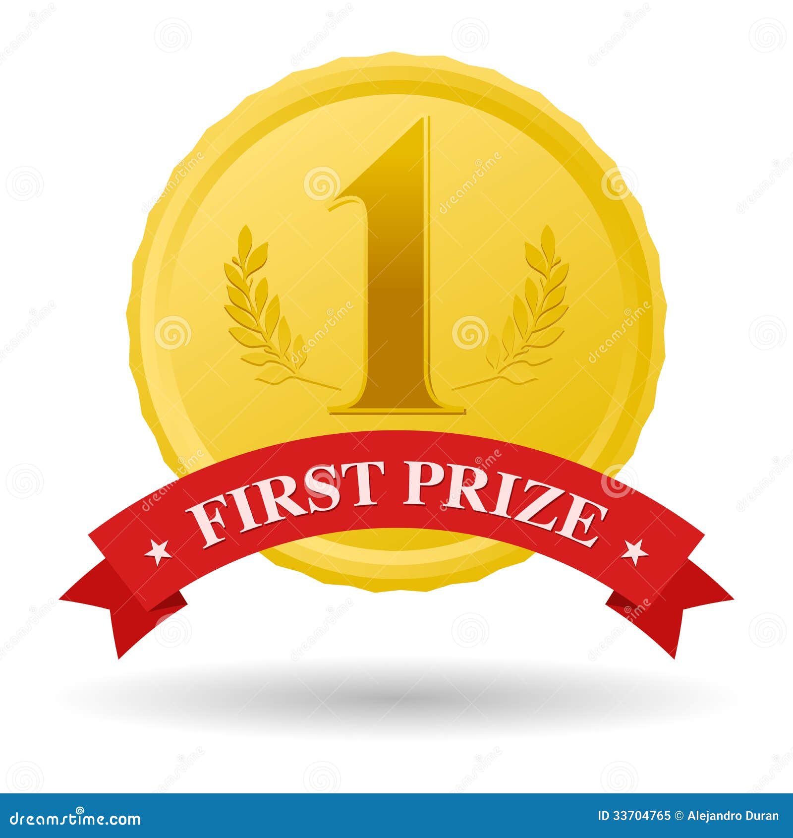 First Prize Blue Ribbon Award With Ruffle And Ribbon Royalty Free Stock