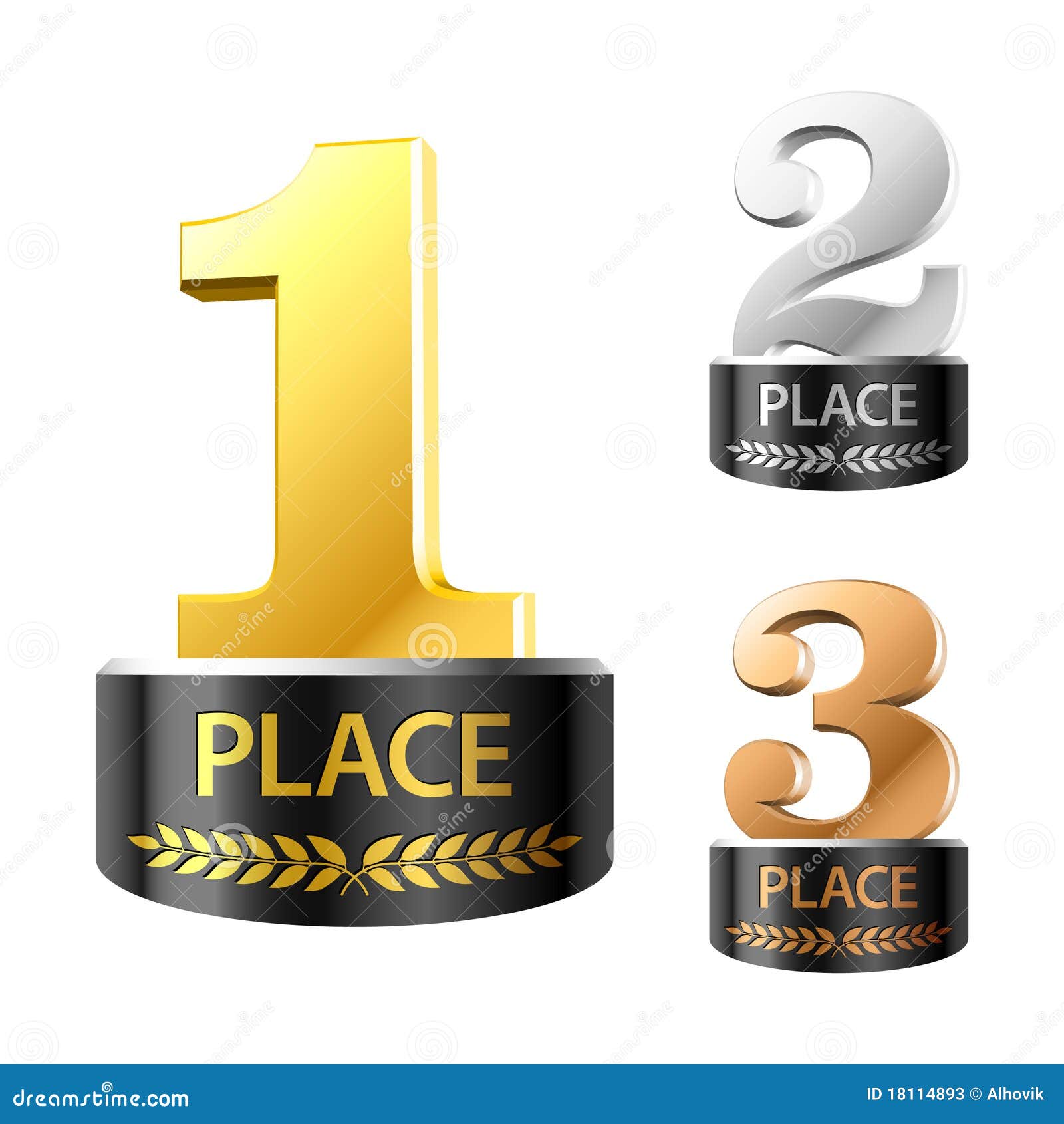 first, second and third places