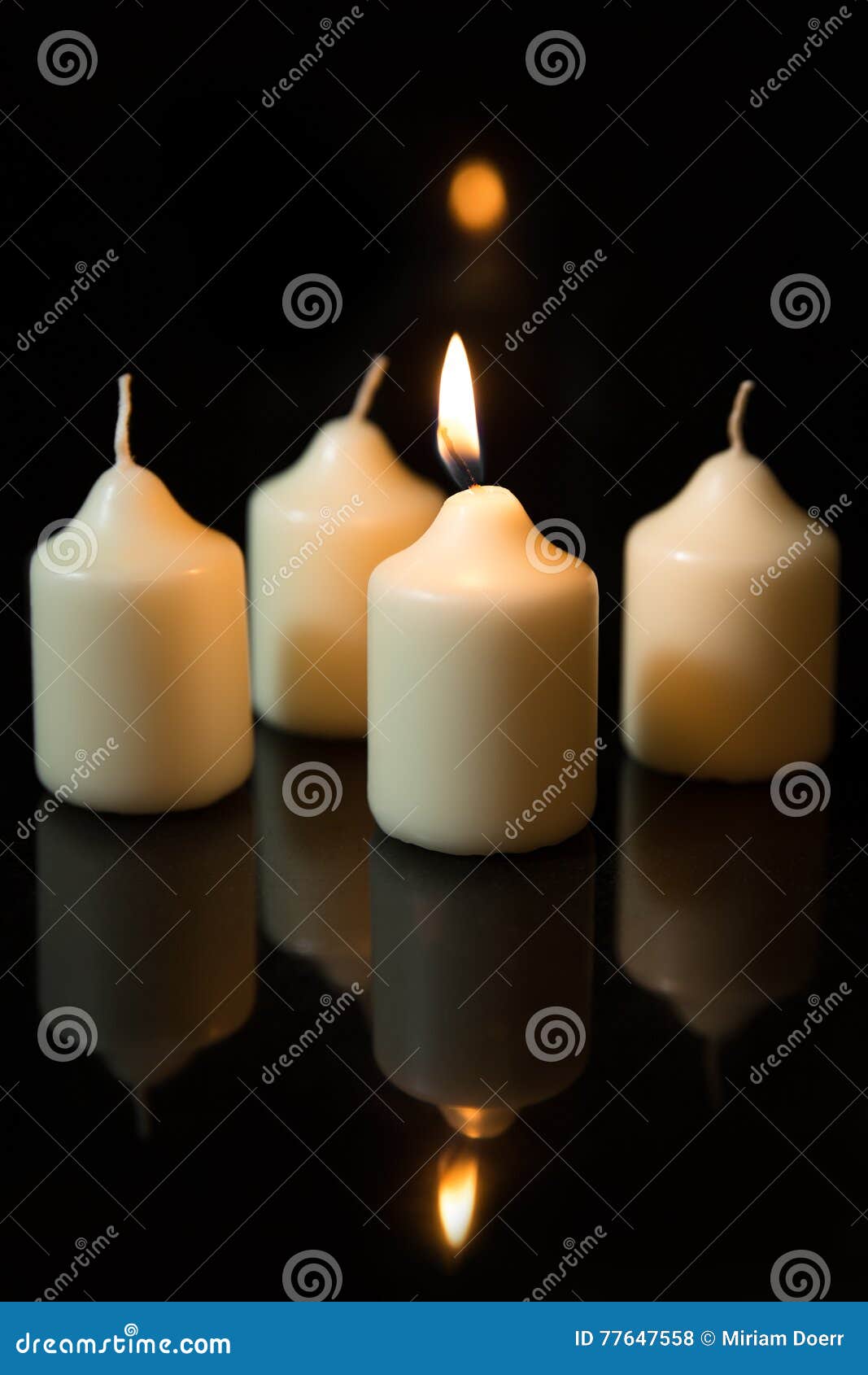 First Advent With One Burning Candle On The Wreath. RoyaltyFree Stock