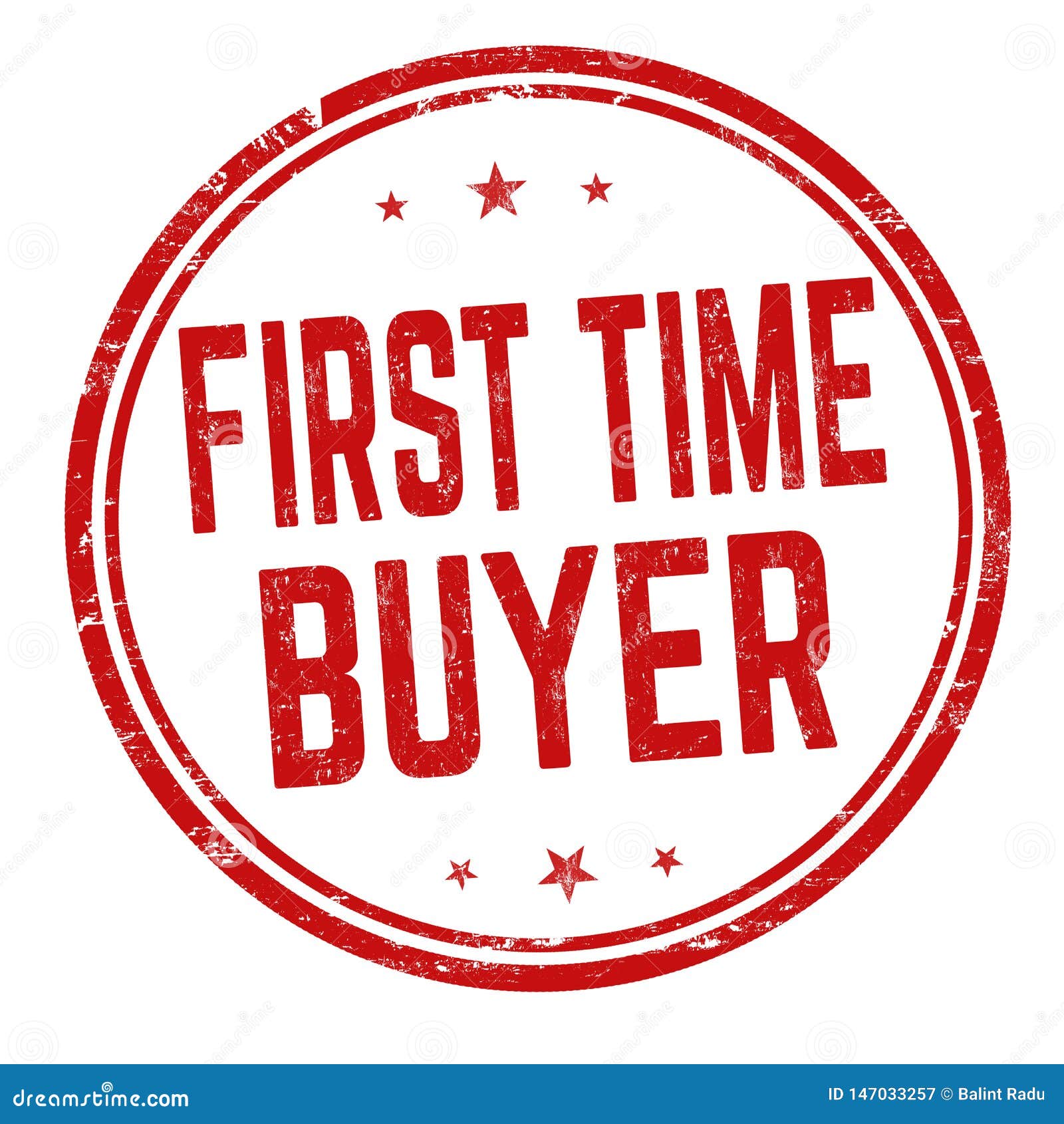 First Time Buyer Sign Or Stamp Cartoon Vector