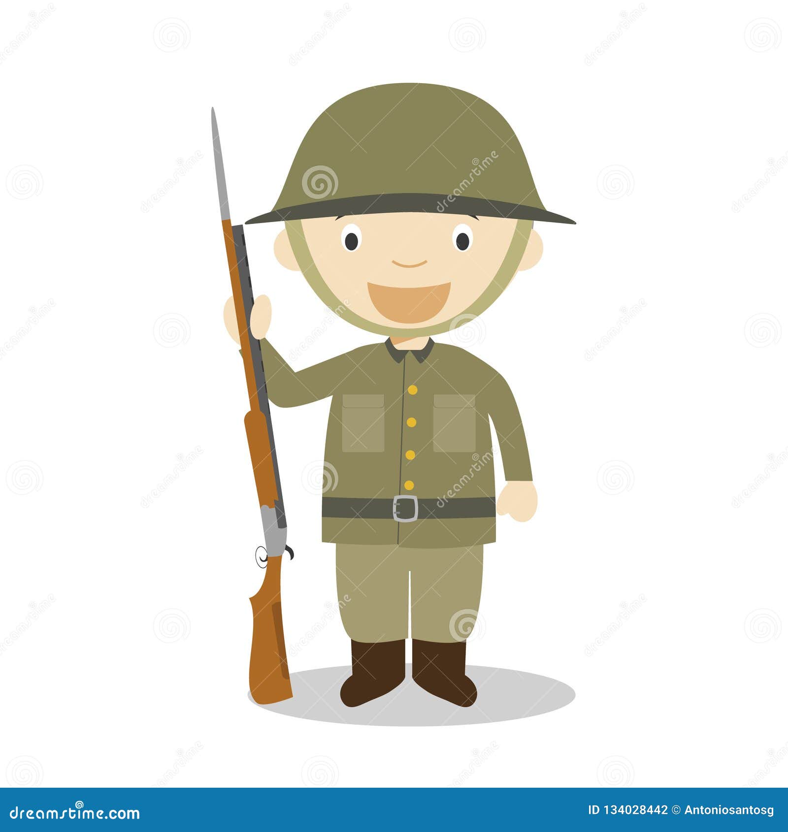First World War Soldier Cartoon Character. Vector Illustration Stock Vector  - Illustration of icon, cute: 134028442