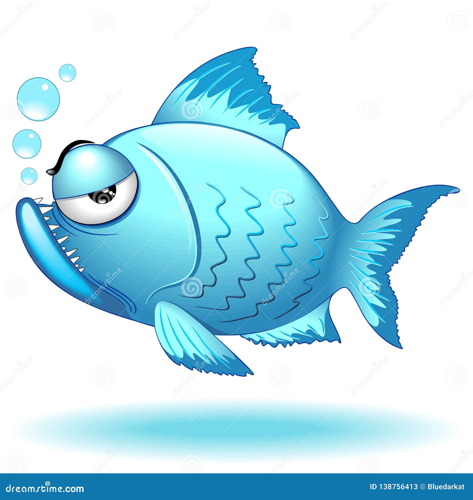 Fisch Lustige Murrische Zeichentrickfilm Figur Vektorillustration 1 Vektor Abbildung Illustration Von Reizbar Blau